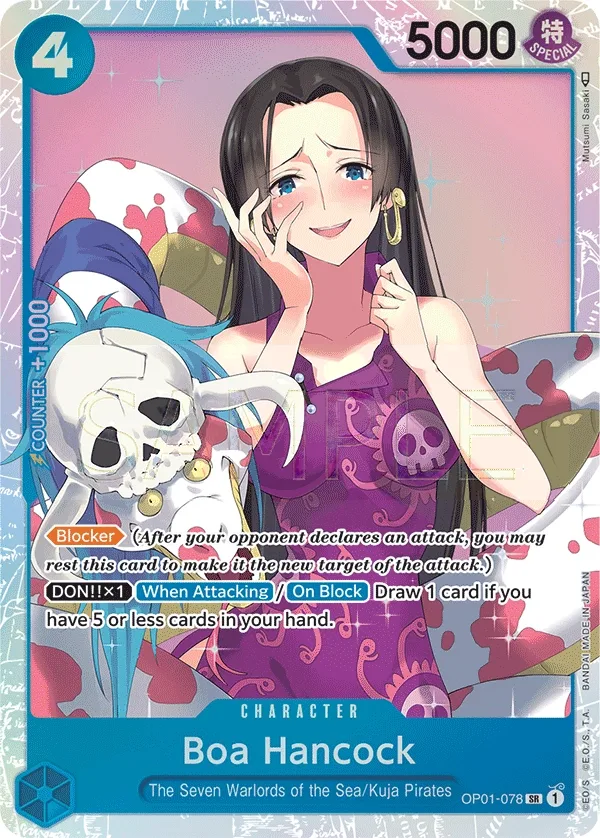 Boa Hancock, One Piece Card Game set Romance Dawn, kaart OP01-078, SR