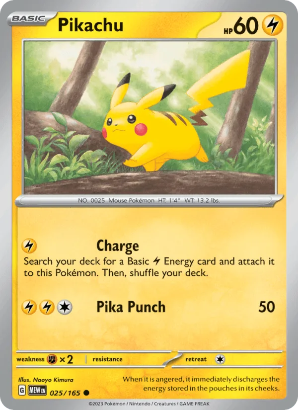 Pikachu, Pokémon set 151, kaart 025/165, Common